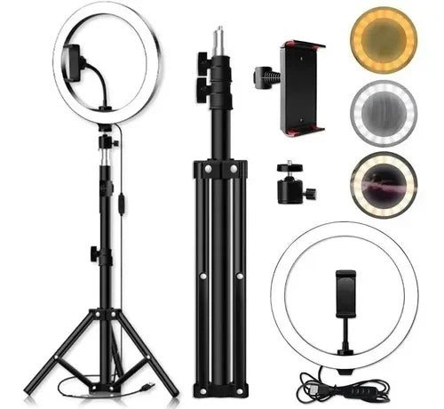 Aro de Luz Profesional 16 cm con Trípode - Iluminación Perfecta para Tus Videos y Fotos