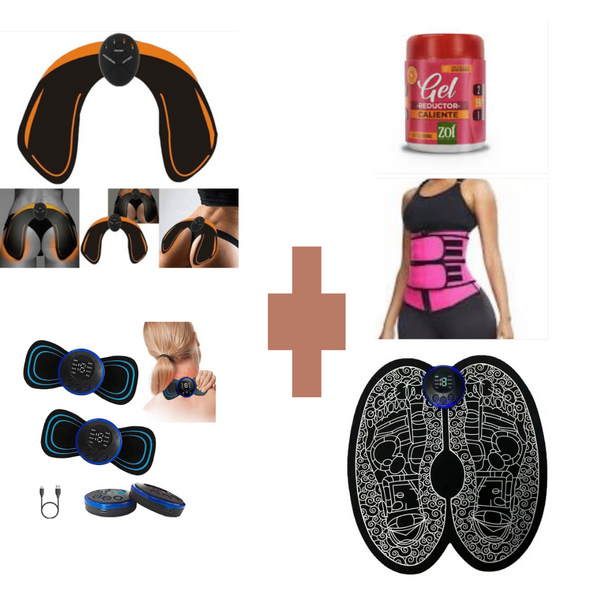 Combo 5 Accesorios Terapéuticos - 3 Terapias + Faja Moldeadora y Gel Reafirmante para tu Bienestar