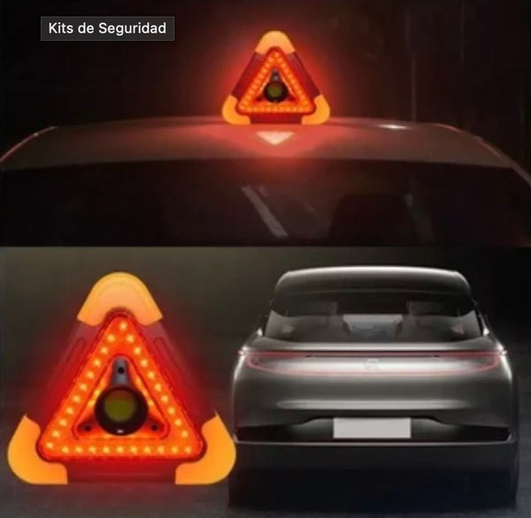 Triángulo de Carretera con Luz LED - Seguridad y Visibilidad en Emergencias